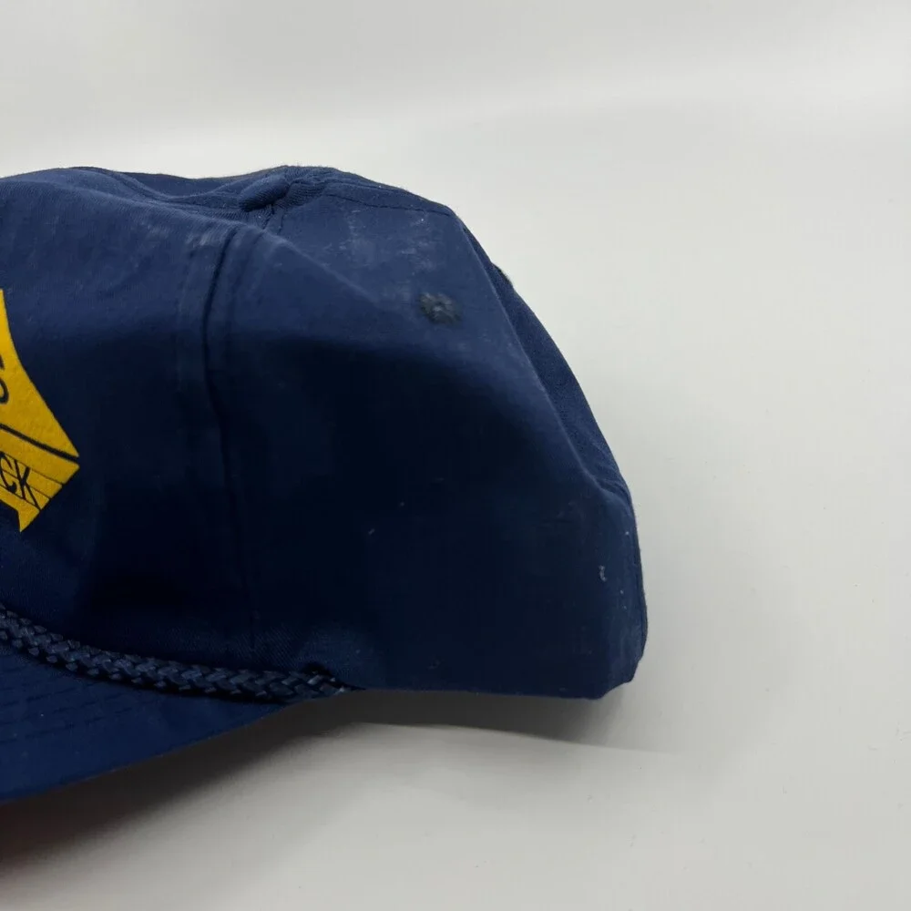 VINTAGE Peerless Stone Mason Trucker Hat Men Adjustable Blue Strap Cap Architect